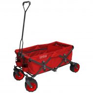 Rio Creative Outdoor Distributor All-Terrain Folding Wagon, (Red) - Multipurpose Cart for Gardening, Camping, Beach Trips, and Travelling