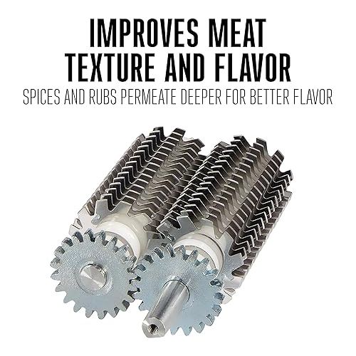  Weston Meat Tenderizer Tool & Heavy Duty Cuber, Quick and Easy Manual Operation For Cuts Up To 4.5” Wide x .75” Thick, Durable Aluminum Construction, Stainless Steel Blades, White (07-3101-W-A)