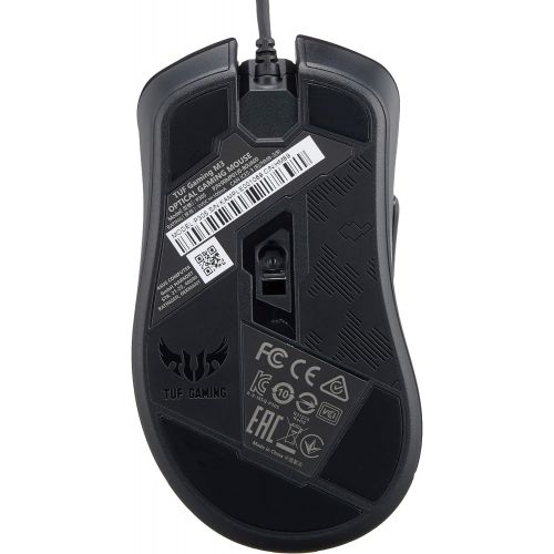 아수스 ASUS Optical RGB Gaming Mouse - TUF M3 Ergonomic, Lightweight Right-Handed Wired Gaming Mouse for PC 7000 DPI Gaming-Grade Optical Sensor Omron Switches 7 Buttons Aura Sync RGB Lig
