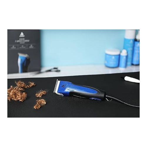  Andis 68520 Excel Professional 5-Speed Detachable Blade Clipper Kit - Animal/Dog Grooming, Rotary Motor, Soft-Grip Anti-Slip Housing, 14-Inch Cord, for All Coats & Breeds, SMC, Blue