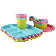 Mainstay Kids 24 pc Kids Dinner Set by Mainstays, BPA free, Microwave/dishwasher safe, toddler snack/meals, mixed colors