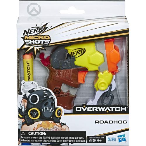 너프 NERF Microshots Overwatch Roadhog Blaster -- Includes 2 Official Elite Darts -- for Kids, Teens, Adults