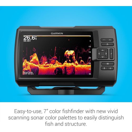 가민 Garmin Striker Vivid 7cv, Easy-to-Use 7-inch Color Fishfinder and Sonar Transducer, Vivid Scanning Sonar Color Palettes (010-02552-00)