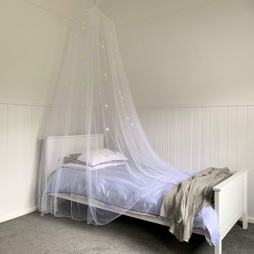  [아마존베스트]Zeke and Zoey Kids Hanging Bed Canopy for Girls Bed or Boys with Glow in The Dark Stars, The Bed Netting Stars Will Light up Your Child’s own Galaxy. Ideal Bedroom Decorative Tent