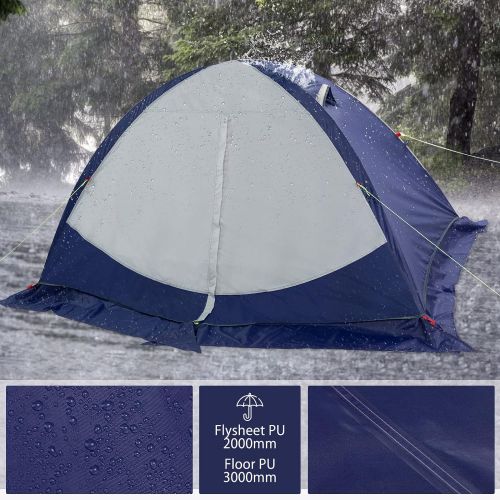  Weanas 2 Person Tent, 4 Season Waterproof Ultralight Backpacking Tent with Skirt, Double Layer All Weather Easy Setup Tents for Camping, Hiking, Mountaineering
