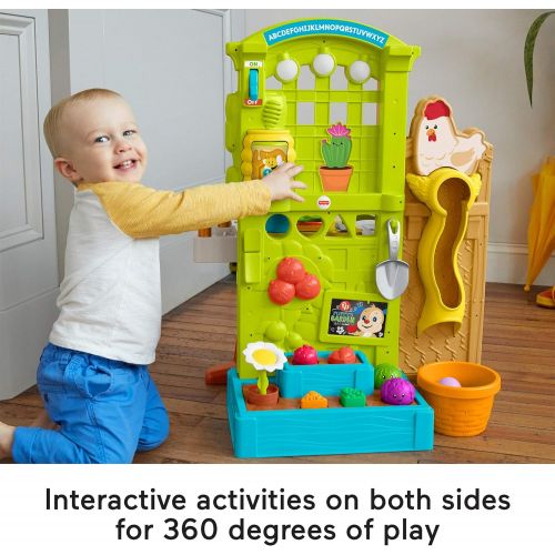  Fisher-Price Laugh & Learn Grow-the-Fun Garden to Kitchen, Interactive Farm-to-Kitchen Playset for Toddlers with Music, Lights and Learning Content