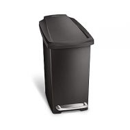 simplehuman Rectangular 10 Liter / 2.6 Gallon Compact Slim Bathroom or Office Step Trash Can, Black Plastic