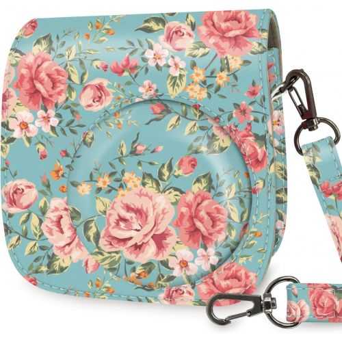  Wolven Protective Case Bag Purse Compatible with Mini 11 Mini 9 Mini 8 Mini 8+ Camera, Retro Flower Floral