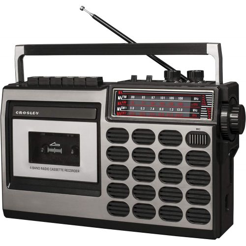 크로슬리 [무료배송]크로슬리 레트로 블루투스 라디오 Crosley CT100B-SI Retro Portable Cassette Player with Bluetooth, AM/FM Radio, and Built-in Microphone, Silver