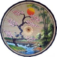 Oriental-Decor Asian Spring Hand Painted Umbrella