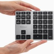 Macally Bluetooth Number Pad for Laptop - Slim Aluminum Design - Rechargeable Wireless Numeric Keypad - 35 Key Numpad Keyboard for Data Entry - for MacBook Pro/Air, iPad, iPhone, iOS, PC, Android