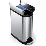simplehuman 40 Liter / 10.6 Gallon Dual Compartment Butterfly Lid Kitchen Recycling Step Trash Can, Brushed Stainless Steel