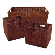 Winsome Wood Leo Storage Baskets, Set of 3, Walnut