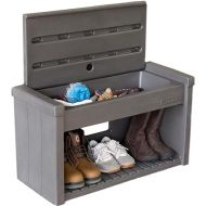 Step2 Lakewood Boot Bench Stylish & Functional Shoe Organizer with Extra Storage Space, Brown