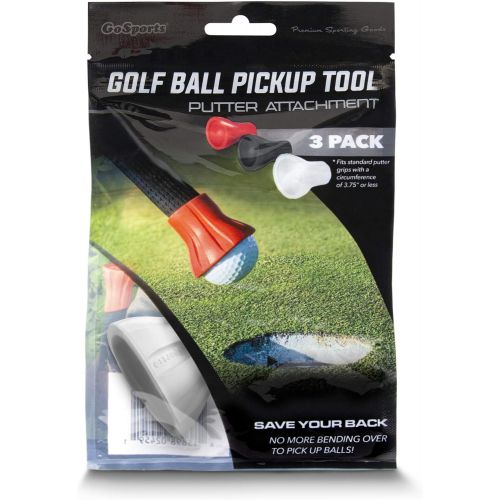  GoSports Golf Ball Pickup Tool - 3 Pack Putter Attachment Ball Retriever, Red, Black, White
