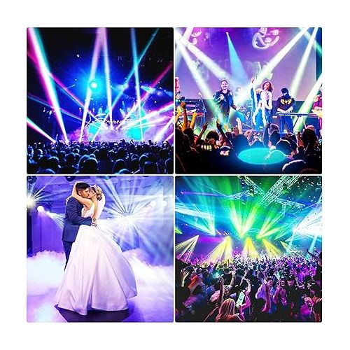  DJ Lights Moving Head 8 Color 8 GOBO Stage Lighting LED Spotlight by DMX and Sound Activated Control for Wedding DJ Disco Parties Church Live Show Bar (White-1 Piece)