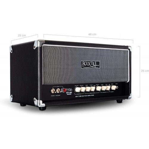  [아마존베스트]Rocktile GT-30 Angus Full Tube Guitar Amplifier Top Part (30 Watt, 2 Channels (Clean/Drive), Effect Loop, 3-Band EQ and Reverb, Outputs for 1 or 2 Boxes)