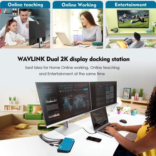  WAVLINK Wavlink USB 3.0 Universal Docking Station, Dual Video Monitor Display HDMI & DVIVGA with Gigabit Ethernet, Audio, 6 USB Ports for Laptop, Ultrabook and PCs