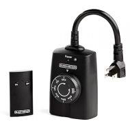 BLACK+DECKER Wireless Outdoor Timer Outlet with Remote, 2 Grounded Outlets, Photocell Sensor