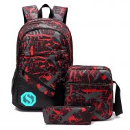 BTOOP School Backpacks for Boys, Teens Girls Unisex School Bookbag Set 3 Pieces fit 15 inch Laptop Shoulder bag Travel Daypack (Red 1)