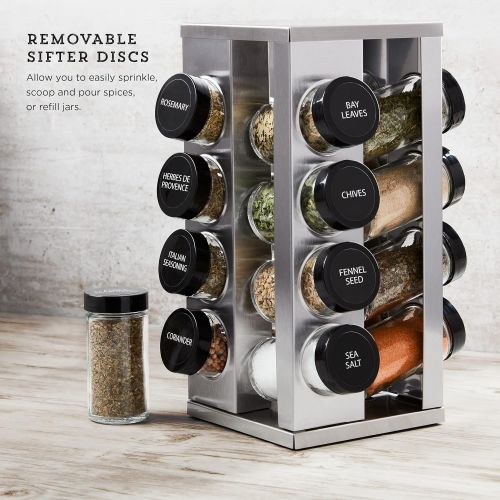카먼스테인 Kamenstein 5084920 Heritage 16-Jar Revolving Countertop Spice Rack Organizer with Free Spice Refills for 5 Years