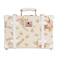 Unitravel Women Cute Suitcase Small Floral Vintage Luggage Train Case with Straps 12 inch