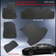 Tesla 2017-2018-2019 Model 3 Leather Floor Mats Set (5 pcs) by i18CarGift