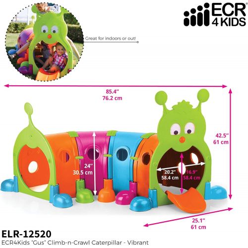  ECR4Kids Gus Climb-N-Crawl Caterpillar - IndoorOutdoor Climbing Structure for Kids, 4-Section (Vibrant)