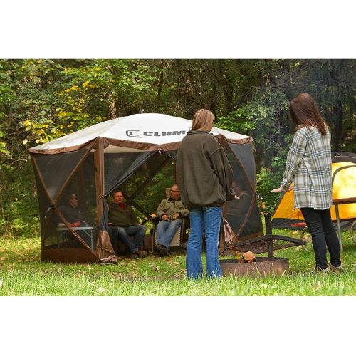  CLAM Quick-Set Escape Sport 11.5 x 11.5 Foot Portable Pop Up Outdoor Tailgating Screen Tent 6 Sided Canopy Shelter w/Stakes & Carry Bag, Blue