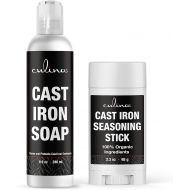 Culina Cast Iron Seasoning Stick & Soap Set All Natural Ingredients Best for Cleaning, Non-stick Cooking & Restoring for Cast Iron Cookware, Skillets, Pans & Grills!…