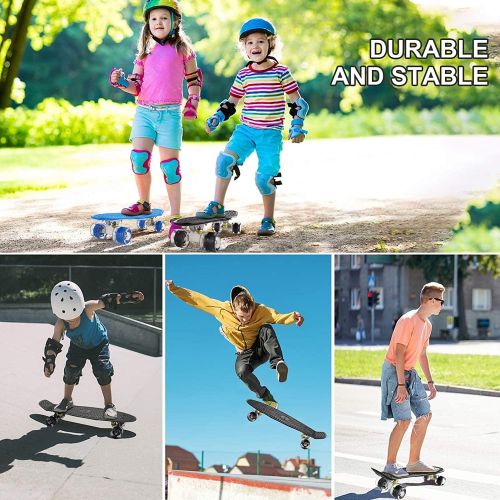  Caroma 22 Skateboards, Skateboard for Girls Boys Kids Beginners, Retro Mini Cruiser Skateboard for Teens Youths- Comes Complete - Small Plastic Skateboard - Choose LED Light up or