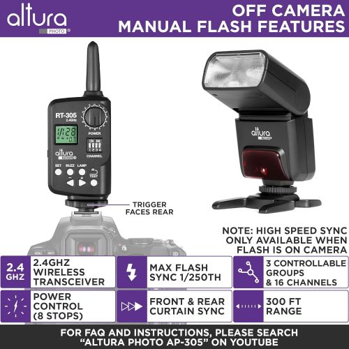  Altura Photo AP-305C Canon Flash Light with Manual Trigger - Camera Flash for Canon R, RP, 90D, 80D, 70D, SL2, T7I, T6, T6I, 5D, 6D, 7D, M6, M50, 2.4GHz TTL Speedlite for DSLR and