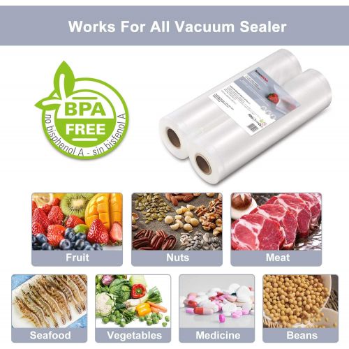  Bonsenkitchen Vacuum Sealer Bags Rolls 11” x 20”, BPA Free Food Vacuum Storage Bags, Commercial Grade Vac Seal Bags Great for Vac Storage, Meal Prep or Sous Vide (2 Pack)