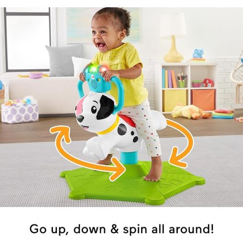 피셔프라이스 Fisher-Price Toddler Ride-On Learning Toy, Bounce and Spin Puppy, Stationary Musical Bouncer for Babies and Toddlers