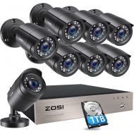 [아마존베스트]ZOSI 8CH 1080P Security Camera System Outdoor with 1TB Hard Drive H.265+ 8 Channel 5MP Lite Video DVR Recorder with 8X 1080P HD 1920TVL Weatherproof CCTV Cameras, Motion Alert, Eas