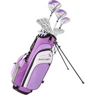 Precise M3 Women’s Right Handed Complete Golf Club Set Regular | Includes 12* Driver, 3 Wood, 21* Hybrid, 6-9 Cavity Back Irons, Pitching Wedge, Putter, Deluxe Stand Bag & 3 Headcovers | Purple Design