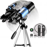AOMEKIE Telescopes for Kids 2 Eyepieces 150X Telescopes for Astronomy Beginners Adults with Smartphone Adapter Moon Filter 3X Barlow 70mm Travel Telescope Astronomy Childrens Day G