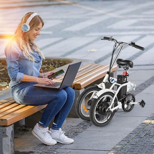 ANCHEER Folding Electric Commuter Bike, 16 City Ebike with 8Ah Removable Lithium-Ion Battery Electric Bicycles