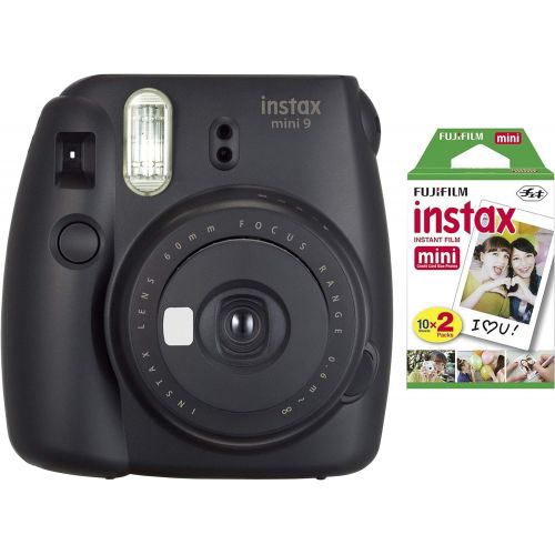 후지필름 [아마존베스트]Fujifilm instax Mini Instant Camera (Dark Black) with Film Twin Pack Bundle (2 Items)