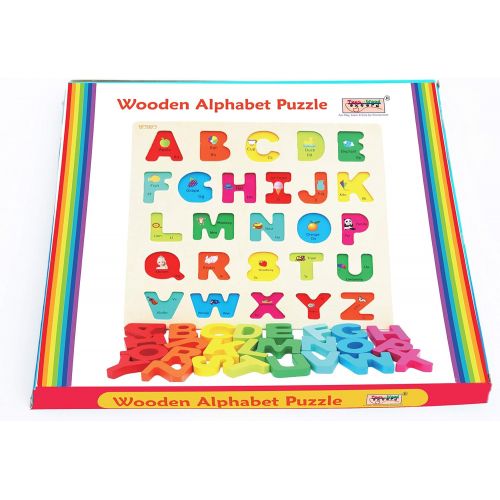  Toys of Wood Oxford TOWO Wooden Alphabet Puzzle for Toddlers- Chunky Size Peg Puzzle - Alphabet Puzzle Board for Early Learning- Wooden Puzzle Educational Toy for Baby Toddlers Montessori Learning