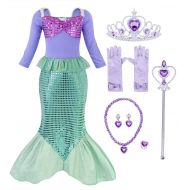 HenzWorld Little Girl Mermaid Princess Costume Sequins Party Dress Outfits Birthday Cosplay
