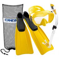Cressi Clio Full Foot Fin, Frameless Mask, Dry Snorkel Set with Carry Bag (Renewed)