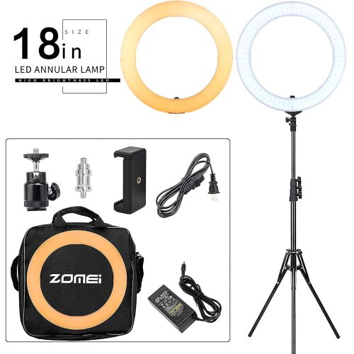  [아마존베스트]BONFOTO ZOMEI 18 Dimmable Photography Lights with Stand, Professional 58W 5500K Output Makeup and YouTube Video LED Ring Light, Compatible with Camera Smartphone IPad