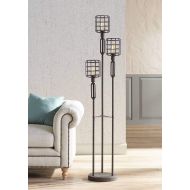 Modern Industrial Floor Lamp Rustic Metal Cage Dimmable 3-Light LED Edison Bulbs for Living Room Bedroom - Franklin Iron Works
