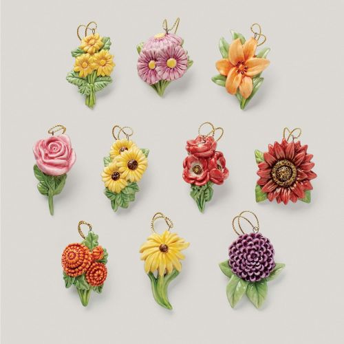 레녹스 Lenox Fall Flowers 10-Piece Ornament Set, 0.55 LB, Multi