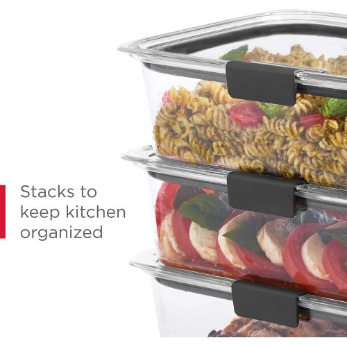  [아마존베스트]Rubbermaid Leak-Proof Brilliance Food Storage Set | 1.3 Cup Plastic Containers with Lids | Microwave and Dishwasher Safe, 5-Pack, Clear