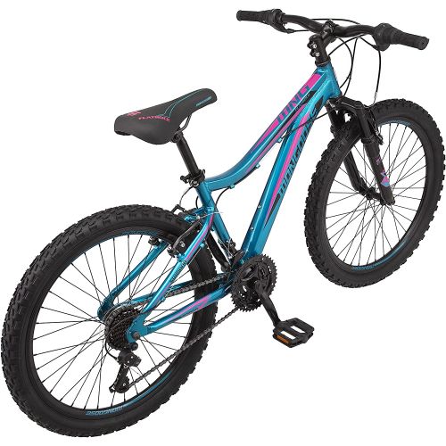  Mongoose Flatrock Adult Hardtail Mountain Bike, 21 Speed Twist Shifters, Aluminum Frame, Multiple Colors