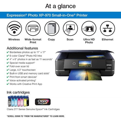 엡손 Epson America C11CE82201 Expression Premium XP-960 Small-in-One Printer - Copy, Print & Scan