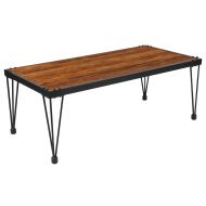 Flash Furniture Baldwin Collection Rustic Walnut Burl Wood Grain Finish Coffee Table with Black Metal Legs