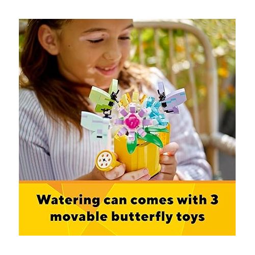  LEGO Creator 3 in 1 Flowers in Watering Can Building Toy, Transforms from Watering Can to Rain Boot to 2 Birds on a Perch, Fun Animal Toy for Kids, Birthday and Nature Toy for Girls and Boys, 31149